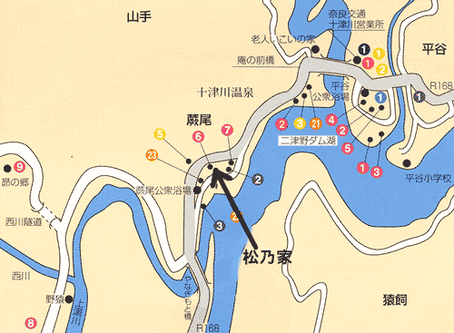 十津川温泉　民宿　松乃家への概略アクセスマップ