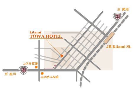 地図：北見東和ホテル