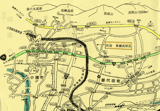 乗瀬高原荘への概略アクセスマップ