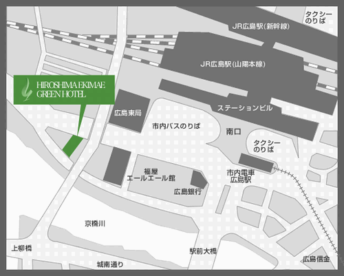 広島駅前グリーンホテルへの概略アクセスマップ
