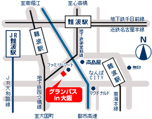 グランパスｉｎｎ　大阪への概略アクセスマップ
