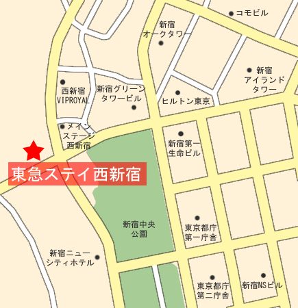 東急ステイ西新宿への概略アクセスマップ