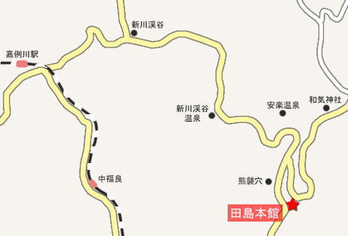妙見温泉　田島本館への概略アクセスマップ