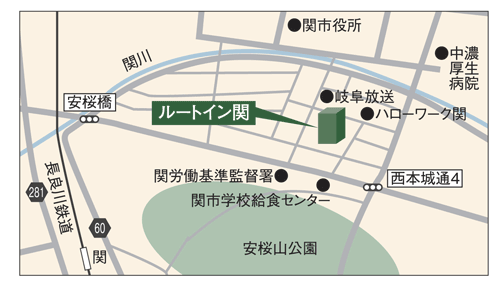 地図：ホテル　ルートイン関