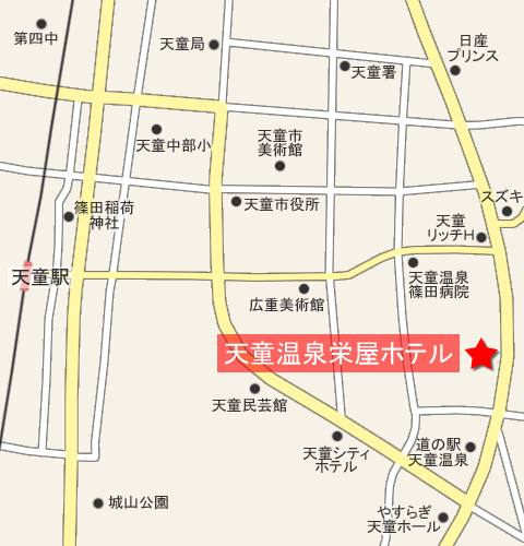 天童温泉　栄屋ホテルへの概略アクセスマップ