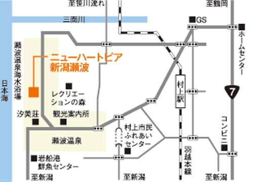 瀬波温泉　ニューハートピア新潟瀬波 地図