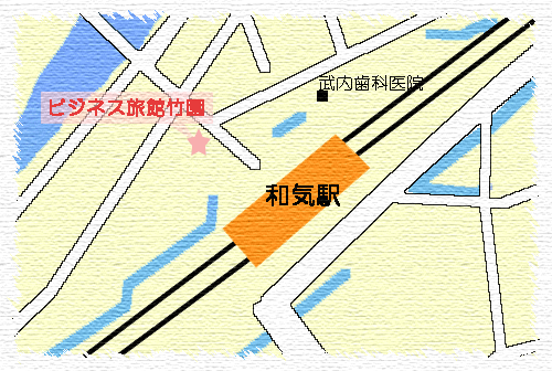 ビジネス旅館竹園への概略アクセスマップ