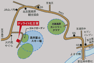 ホテル　ディライト北志賀への概略アクセスマップ