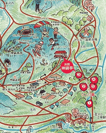 神鍋亭への概略アクセスマップ