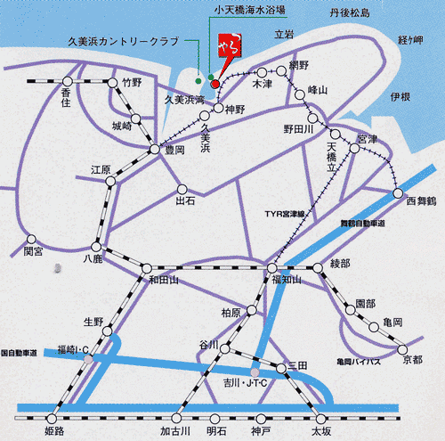 久美浜の宿　つるやへの概略アクセスマップ