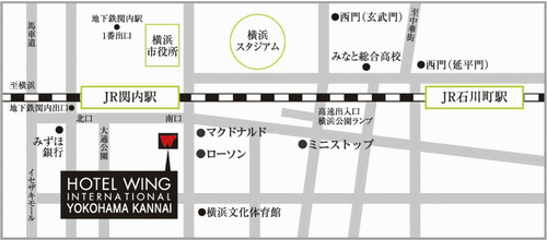 レンブラントスタイル横浜関内への概略アクセスマップ