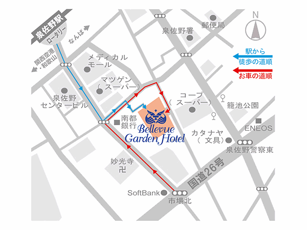 ベルビューガーデンホテル関西空港への概略アクセスマップ
