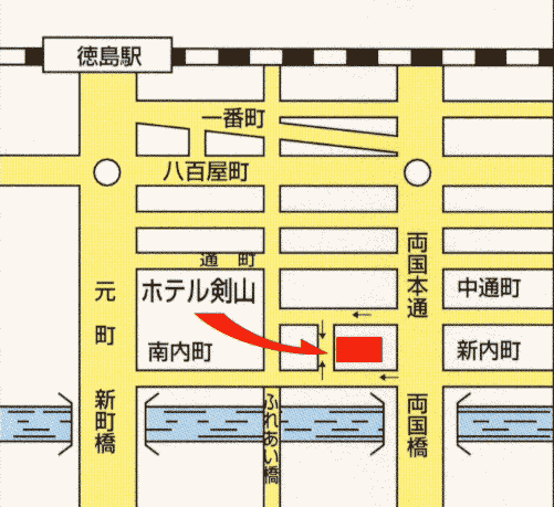 剣山ホテルへの概略アクセスマップ