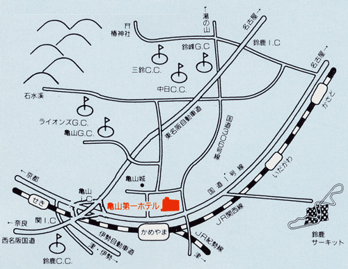 Ｔａｂｉｓｔ　亀山第一ホテルへの概略アクセスマップ