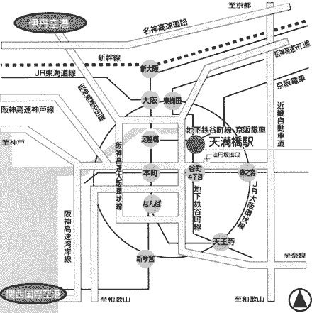 大阪キャッスルホテル＜天満橋＞への概略アクセスマップ