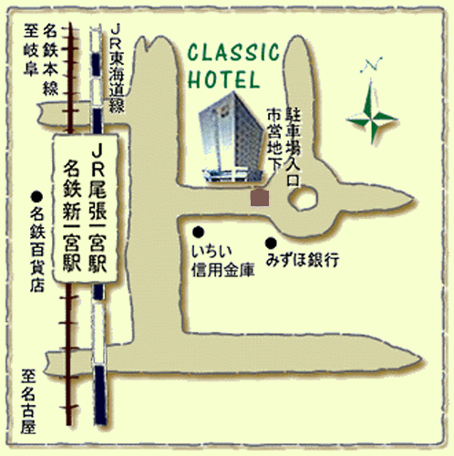 アパホテル〈尾張一宮駅前〉への概略アクセスマップ
