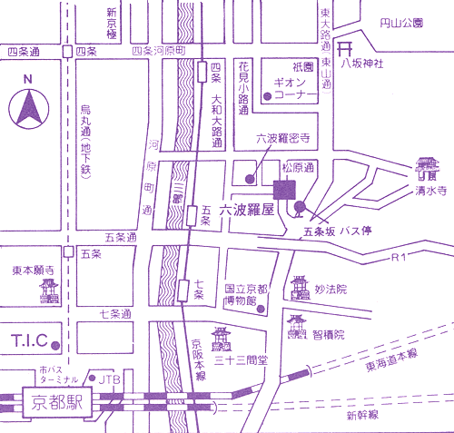 民宿　六波羅屋への概略アクセスマップ