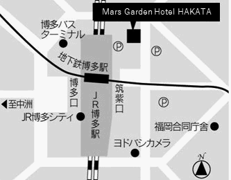 マースガーデンホテル博多への概略アクセスマップ