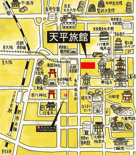 天平旅館への概略アクセスマップ