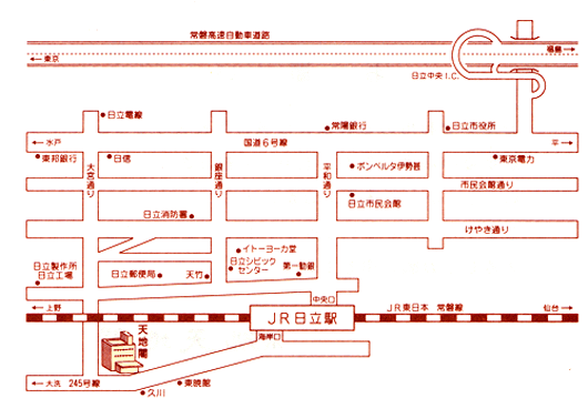 ホテル天地閣への概略アクセスマップ