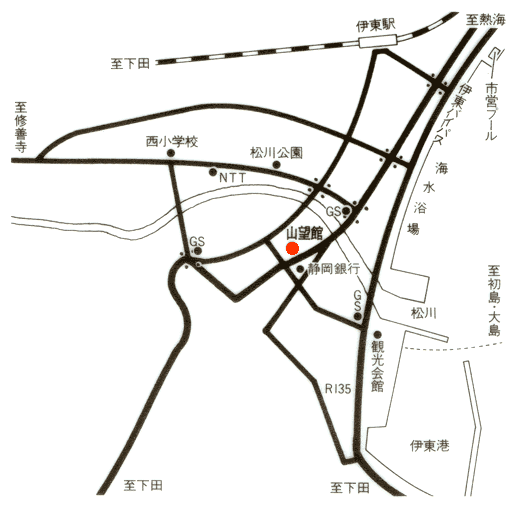 山望館への概略アクセスマップ