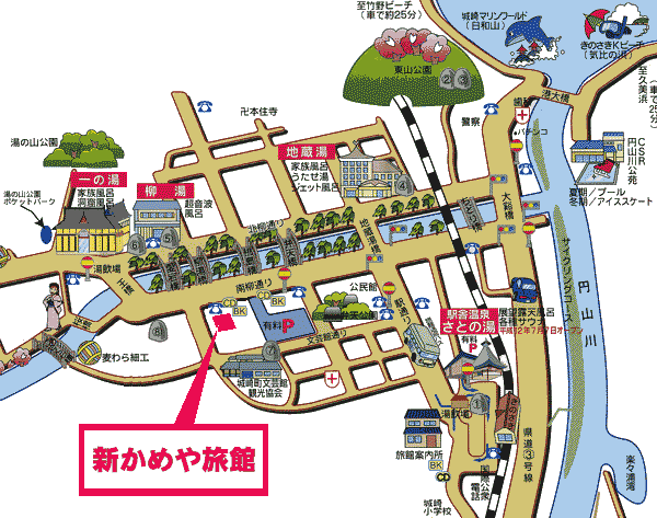 城崎温泉　新かめやへの概略アクセスマップ