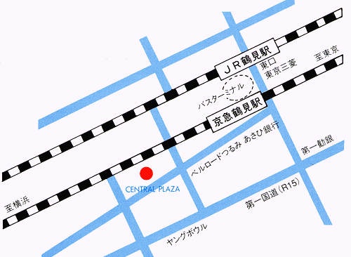 ホテルテトラ鶴見〔旧セントラルプラザホテル〕への概略アクセスマップ