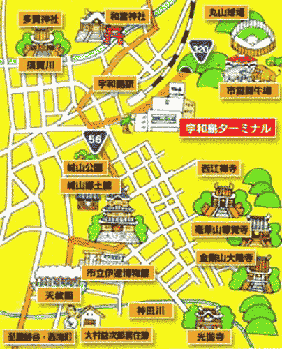宇和島ターミナルホテルへの概略アクセスマップ