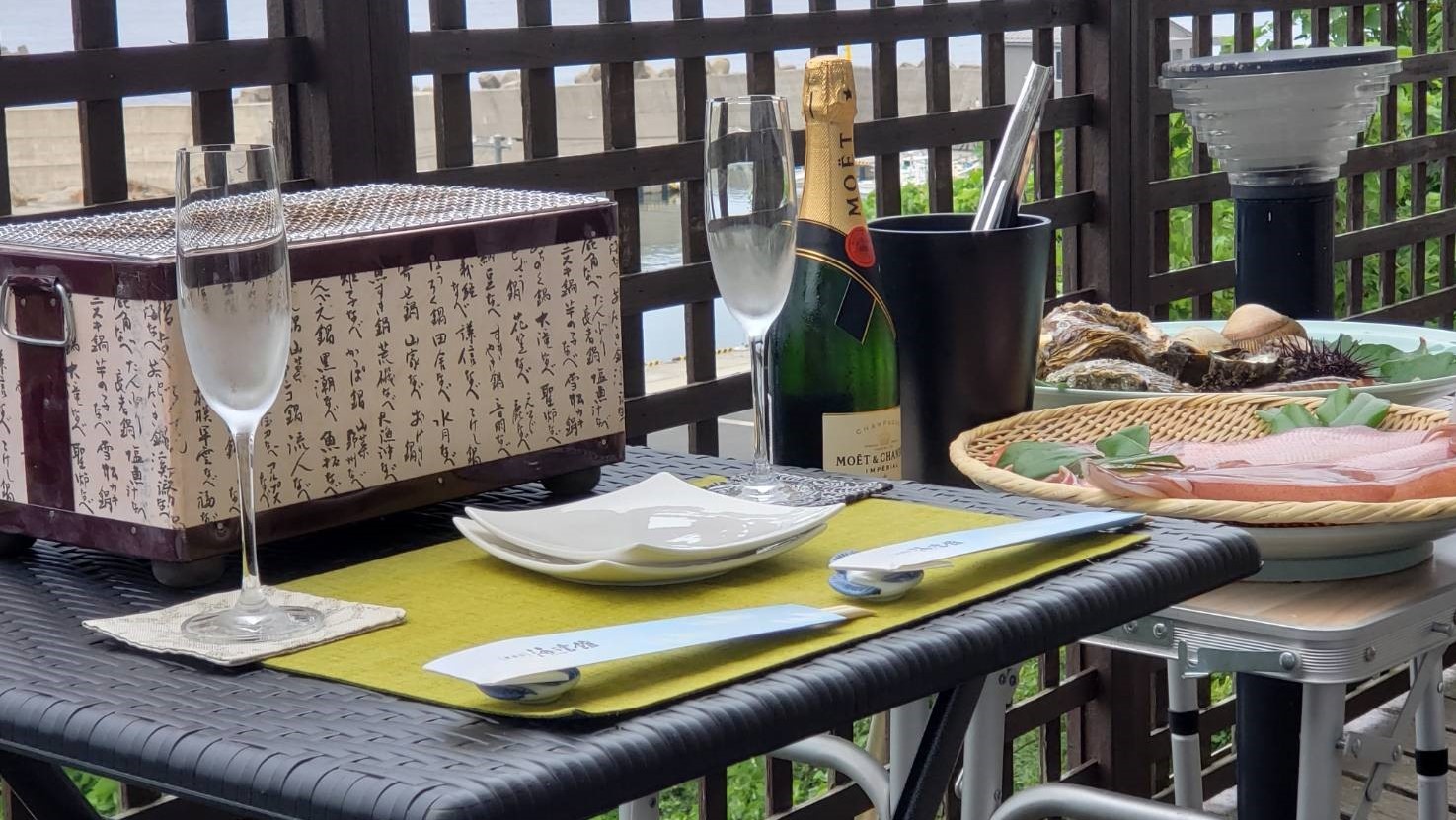 【0泊2食】丹後の新鮮な豪華食材で海鮮BBQ♪海絶景を見ながらシャンパンで乾杯！