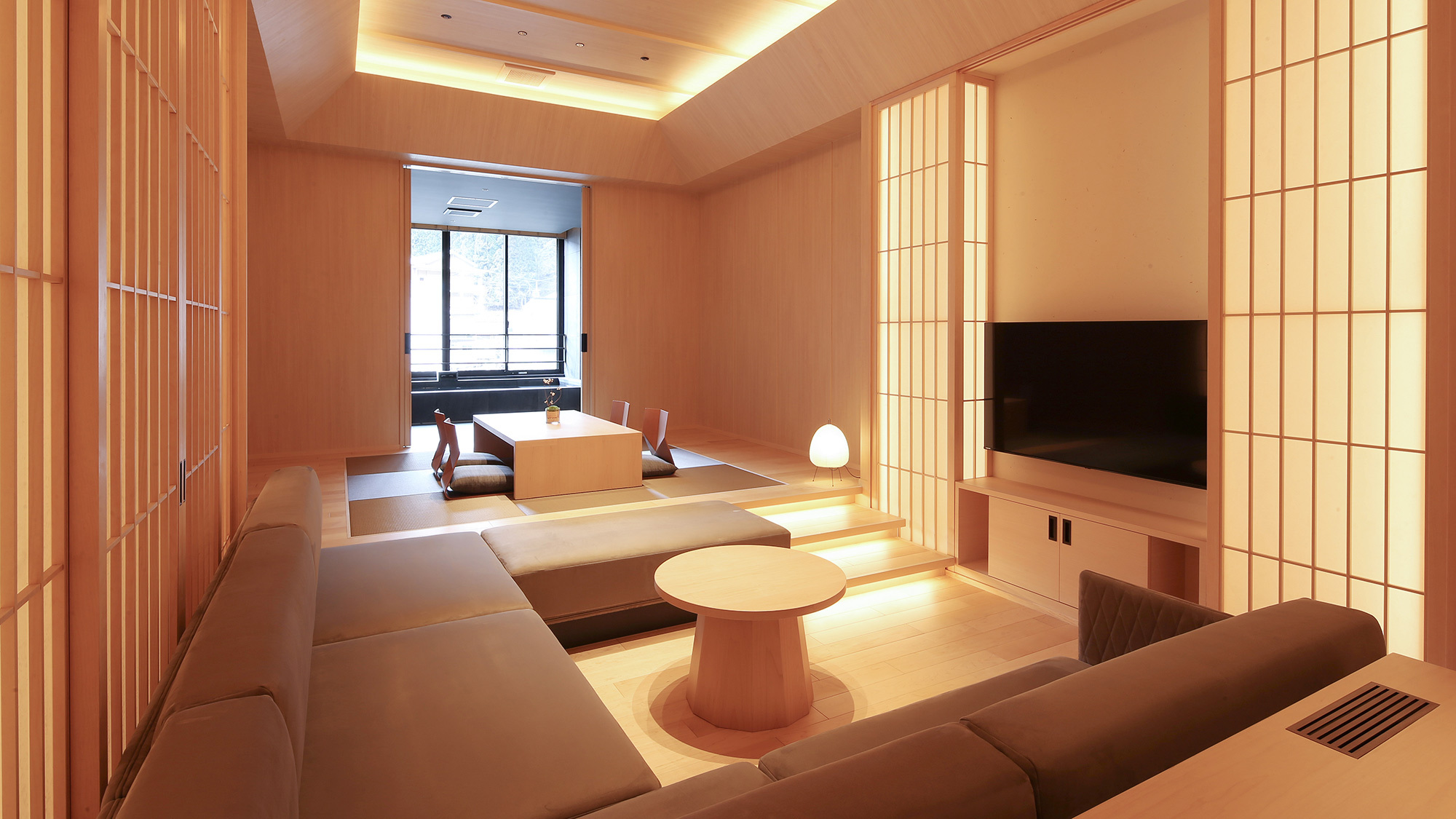 ・【客室かわみ】いつもより贅沢な温泉半露天風呂付き客室＜かわみ＞でおくつろぎください