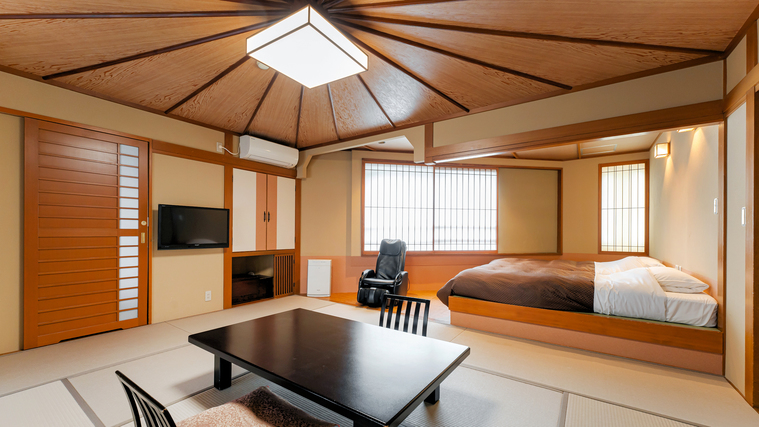 部屋【喫煙可：展望風呂つき和洋室】10畳＋ベッド2台／BT付