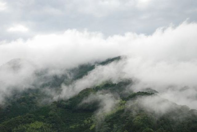 雨雲が上がりかけている仁淀川の景色