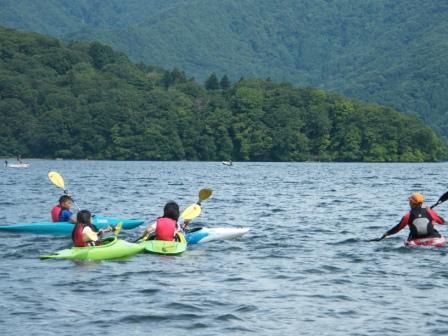 野尻湖でカヌー