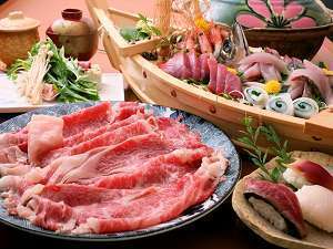 但馬牛しゃぶ鍋&鮮魚の舟盛「満腹プラン」