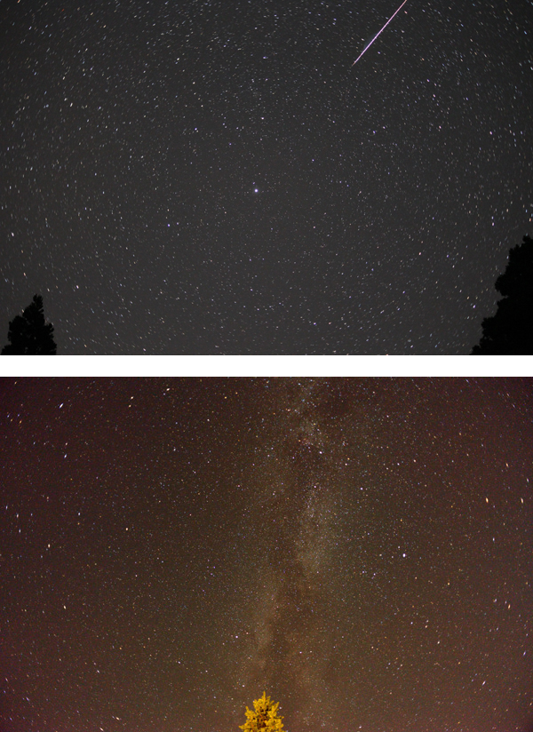 玄関から見られるペルセウス流星群と天の川７月〜９月