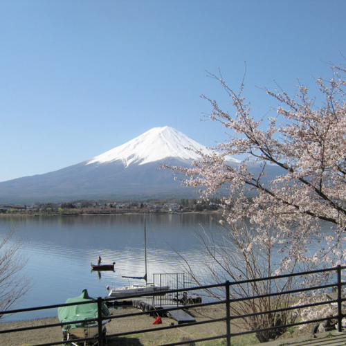春の富士山と河口湖