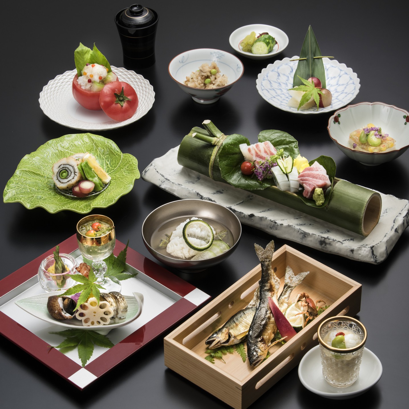 【夏の会席】季節ごとに趣向を凝らした京料理をお楽しみいただけます。