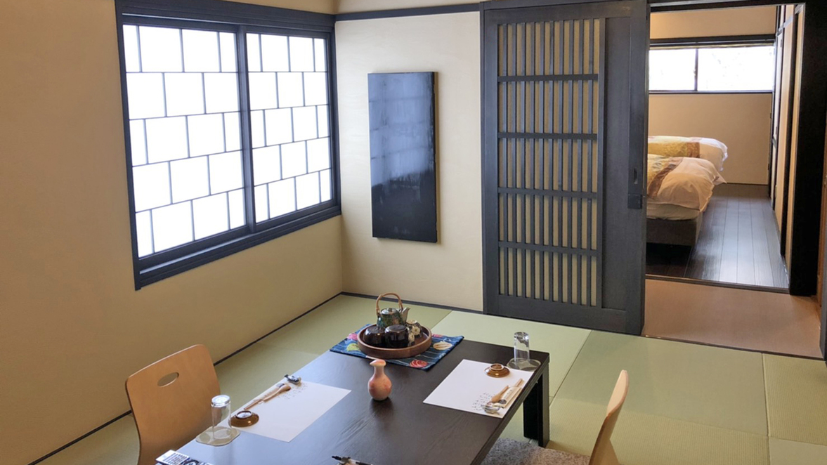 ＜雅-miyabi＞2F和洋室8畳+ベッドルーム。寝室が分かれているので快適にお過ごしいただけます。