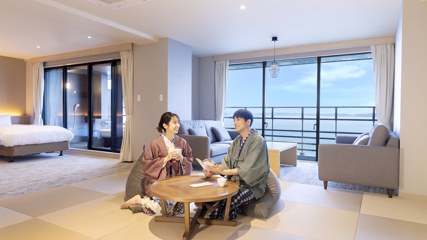 スーペリア露天風呂付和洋室ツイン6名定員 内風呂あり※客室の一例/画像の浴槽は温泉ではございません