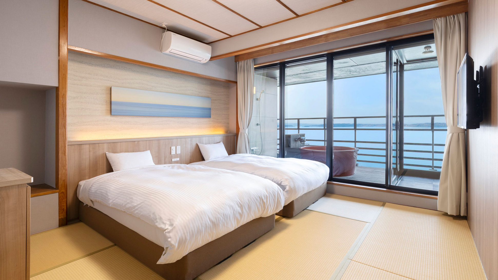 スタンダード露天風呂付和ベッドツイン シャワーのみ※客室の一例/画像の浴槽は温泉ではございません