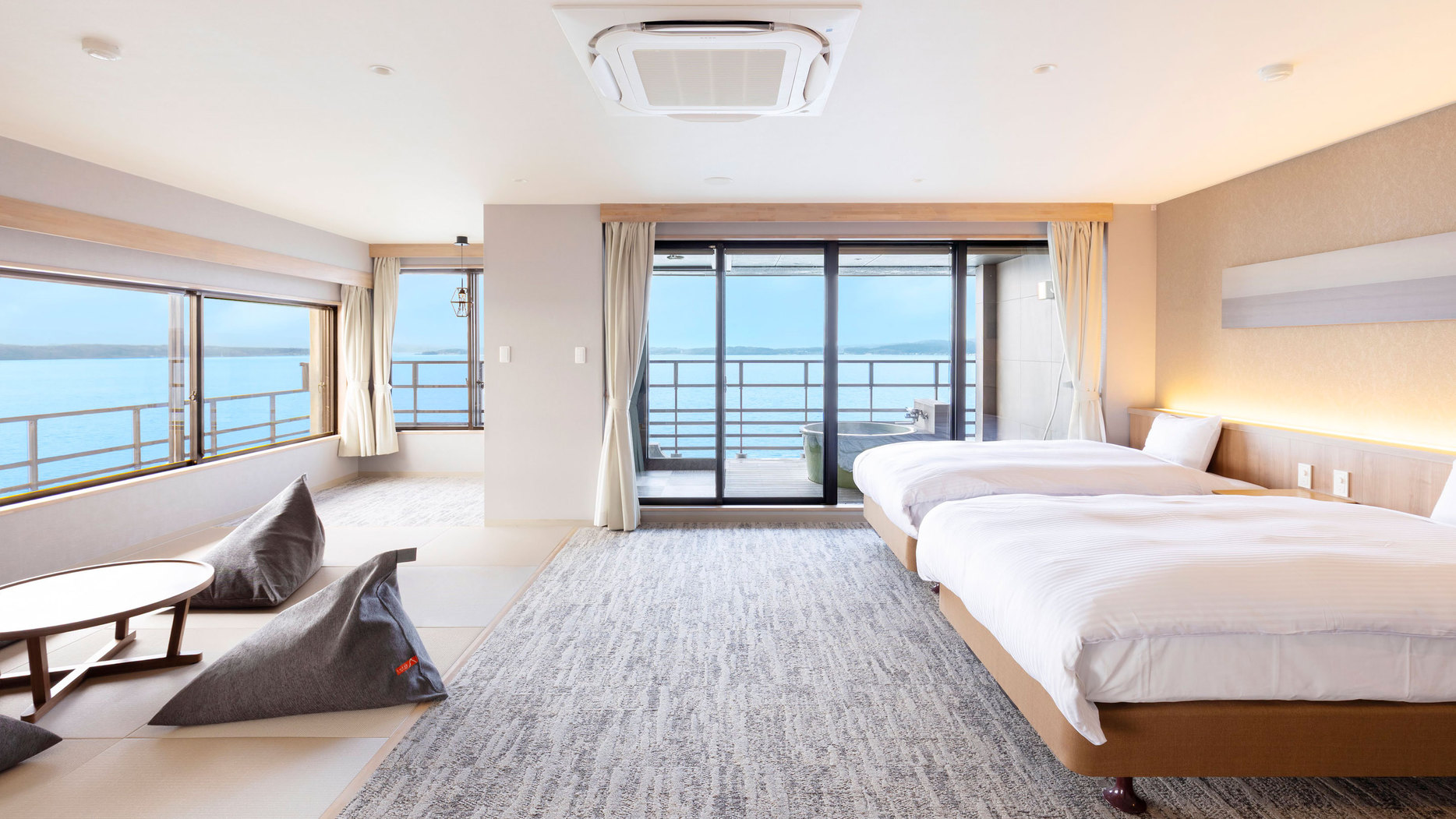 スーぺリア露天風呂付和洋室ツイン5名定員 内風呂なし※客室の一例/画像の浴槽は温泉ではございません