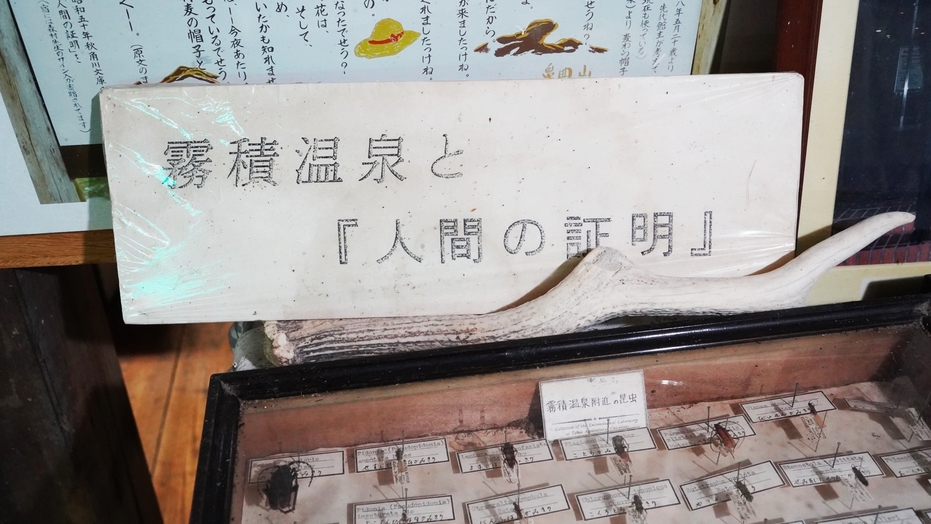 *母さん、僕のあの帽子、どうしたんでせうね。「人間の証明」の有名な一節や懐かしい小物が旅人をお迎え。