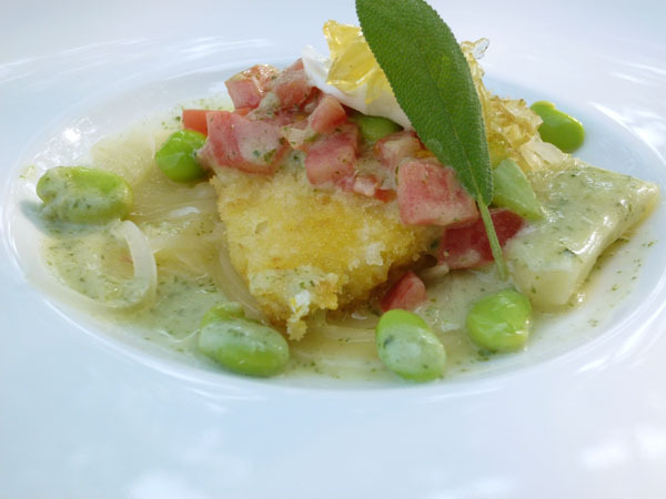 カジキのパン粉焼ジャガイモのソース