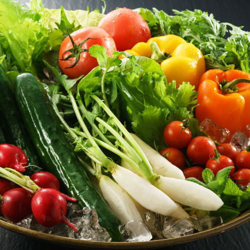 新鮮野菜は、自家菜園で丹精込めて作ったものを中心にお料理に使用しております。