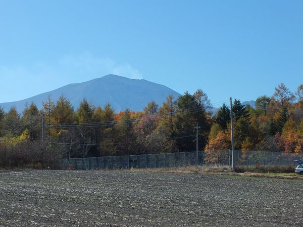 畑から望む浅間山