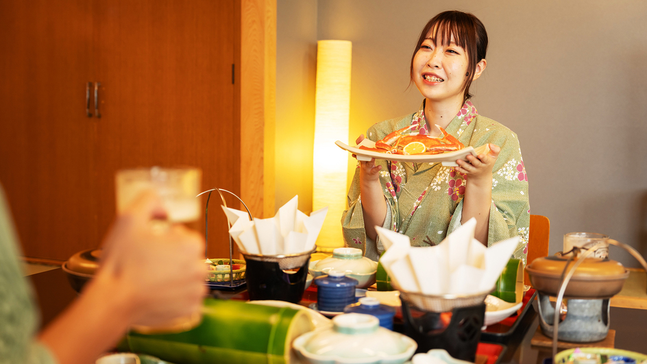 【お部屋食】周りを気にせず、気兼ねいらずの“;美味しい時間♪”;「旬の食材」を心ゆくまで・・・