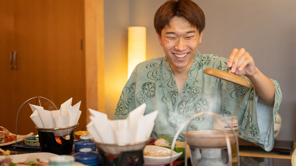 【お部屋食】周りを気にせず、気兼ねいらずの“;美味しい時間♪”;「旬の食材」を心ゆくまで・・・