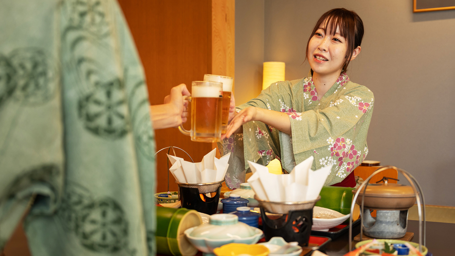 【お部屋食】周りを気にせず、気兼ねいらずの“;美味しい時間♪”;「旬の食材」を心ゆくまで・・・