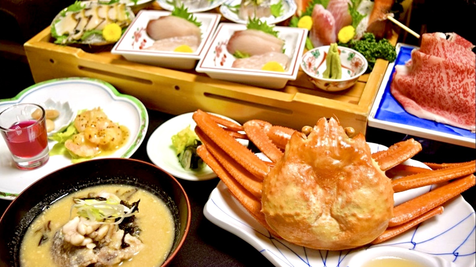 【夕食膳】別注：お刺身盛合せ２人前６６００円〜と寒鱈汁