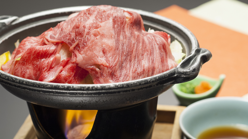 夕食一例：福島牛の焼きしゃぶ